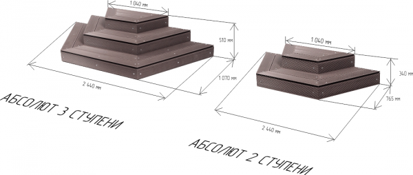 Лестница из ДПК Абсолют на 2 и 3 ступени